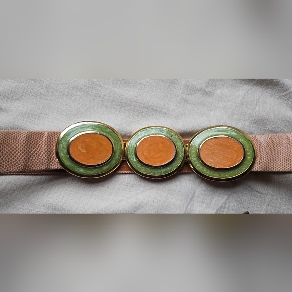 Vintahe Alexis Kirk Reptile Belt: Gold, Green, Orange main image 10